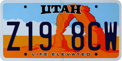 UT license plate Z198CW