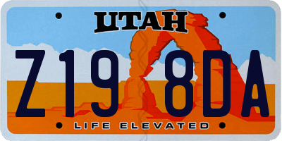 UT license plate Z198DA
