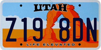 UT license plate Z198DN