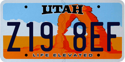 UT license plate Z198EF