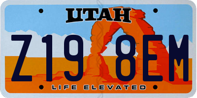 UT license plate Z198EM