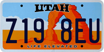 UT license plate Z198EU