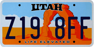 UT license plate Z198FF