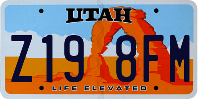 UT license plate Z198FM