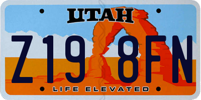 UT license plate Z198FN