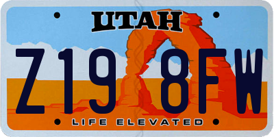 UT license plate Z198FW