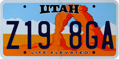 UT license plate Z198GA