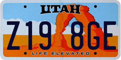 UT license plate Z198GE