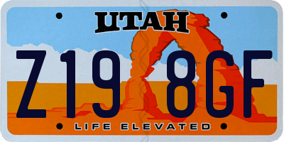 UT license plate Z198GF