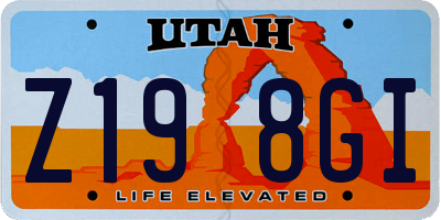 UT license plate Z198GI