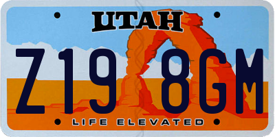UT license plate Z198GM