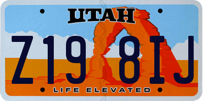 UT license plate Z198IJ