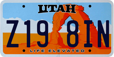 UT license plate Z198IN