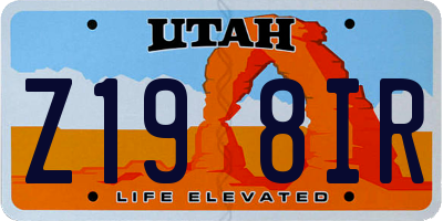UT license plate Z198IR