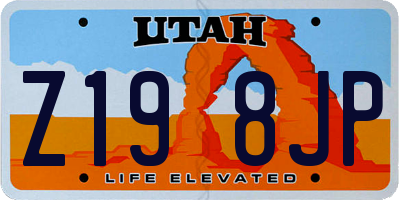 UT license plate Z198JP