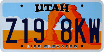 UT license plate Z198KW