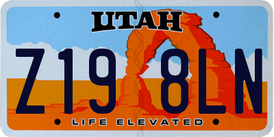 UT license plate Z198LN