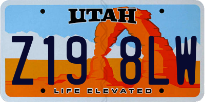 UT license plate Z198LW