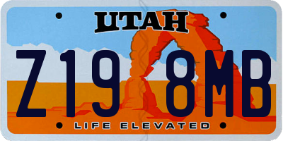 UT license plate Z198MB