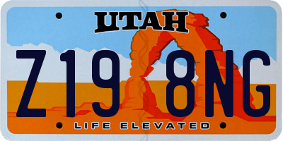 UT license plate Z198NG