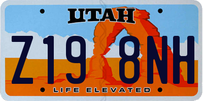 UT license plate Z198NH
