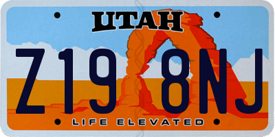UT license plate Z198NJ