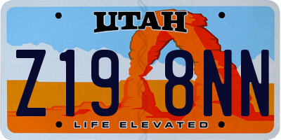 UT license plate Z198NN