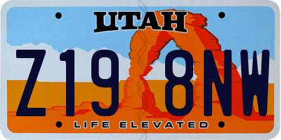 UT license plate Z198NW