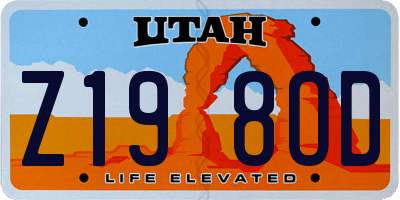 UT license plate Z198OD