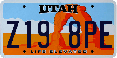 UT license plate Z198PE