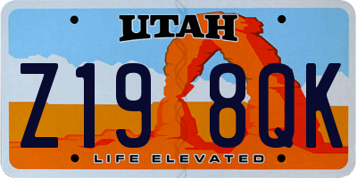 UT license plate Z198QK