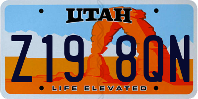 UT license plate Z198QN