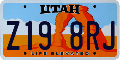 UT license plate Z198RJ