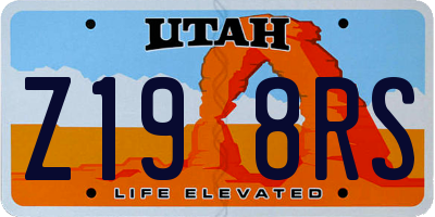 UT license plate Z198RS