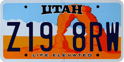 UT license plate Z198RW