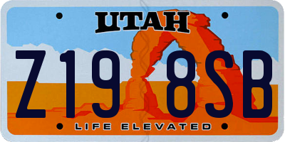 UT license plate Z198SB