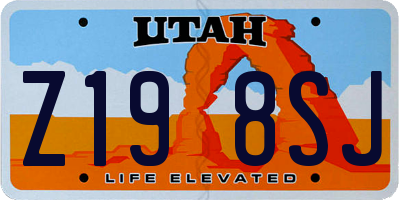 UT license plate Z198SJ