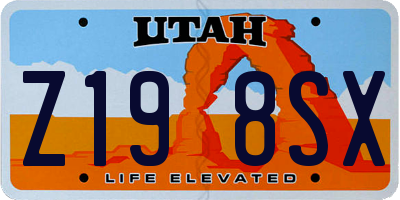 UT license plate Z198SX
