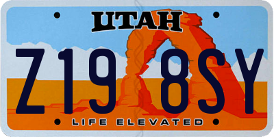 UT license plate Z198SY