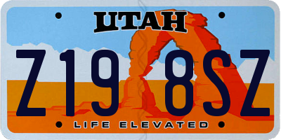 UT license plate Z198SZ