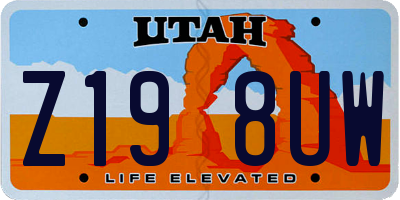 UT license plate Z198UW