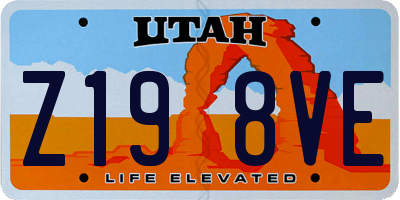 UT license plate Z198VE