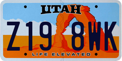 UT license plate Z198WK