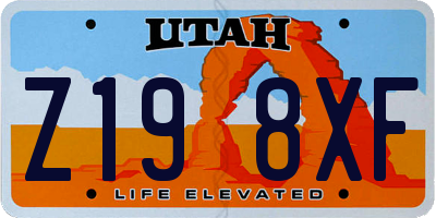 UT license plate Z198XF