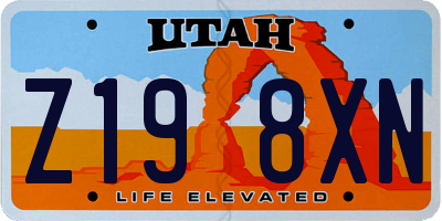 UT license plate Z198XN