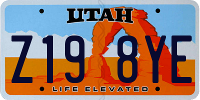UT license plate Z198YE