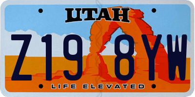 UT license plate Z198YW