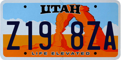 UT license plate Z198ZA