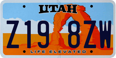 UT license plate Z198ZW