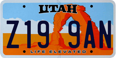 UT license plate Z199AN